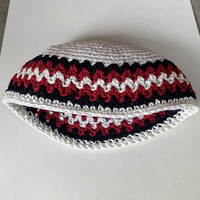 Kippa juive artisanale en crochet 100 % coton style bohème, rayée multicolore, respirante et écologique, ethnique - Prête à l'emploi (RTS) Ever Fortune