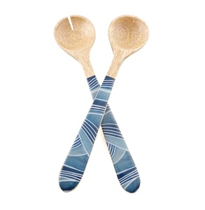Juego de cuchara y tenedor de Acacia al por mayor de lujo moderno, servidores de ensalada de madera con mango impreso esmaltado, accesorios de cocina, servidor de ensalada - Product Image 2