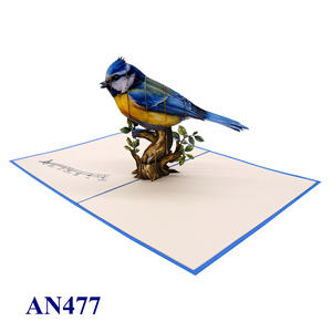Meilleures ventes Carte pop-up 3D Oiseau bleu Design personnalisé Artisanat animal Décoration de la maison Mariages Fête des mères Artisanat en papier fait main - Product Image 1