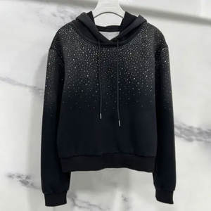 Personalizado strass serigrafía logotipo francés Terry de gran tamaño de algodón pesado lavado ácido Sun Faded hombres sudaderas con capucha Vintage chándal - Product Image 6