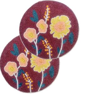 Luxurious Beaded <b>Placemat</b> with Floral Designs Embroidery for House Warming Home Hotels Dining Party Table Decor Discount Price - Product Image 4