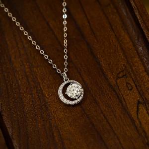 Colgante de Plata 925 con Moissanita de Corte Brillante Redondo de 2 Quilates, Estilo Clásico para Mujer, Chapado en Oro Rosa - Product Image 3