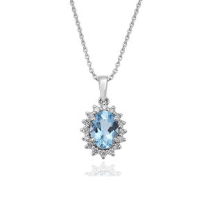 925 Sterling <b>Silver</b> <b>Necklace</b> with Emerald and Multi-Gemstone Zircon <b>Pendant</b> Classic Wedding or Party Gift for Engagement - Product Image 5