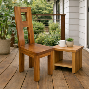 Silla de Comedor de Madera de Suar Sólida y Estética, Hecha a Mano, Acabado Natural Moderno, Respaldo Alto, Construcción Resistente para Hogar u Hotel - Product Image 5