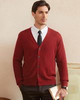 Cardigan Homme Chaud et Décontracté en Coton 100% Col V, Style Vintage, Tricoté Côtelé, Boutons Triple Boutonnage, Personnalisé par le Fabricant