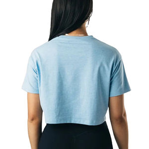 Tops cortos con estampado Vintage para mujer, Camiseta básica de entrenamiento con cuello redondo transpirable y manga corta para ejercicio de verano - Product Image 2