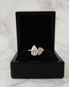 Pear Cut Moissanite Toi Et Moi <b>Ring</b> 6x4mm And 5x7mm <b>Two</b> <b>Stone</b> Yellow Gold Plated Engagement Wedding Jewelry For Women Wholesale - Product Image 6