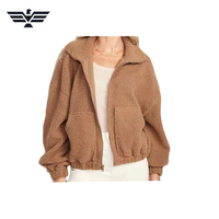 Blouson Bomber Décontracté Femme 2025 – Meilleure Vente, Couleur Personnalisée, Col Montant Zippé, Tissé Sherpa, Chaud, Respirant et Épais pour Hiver et Automne