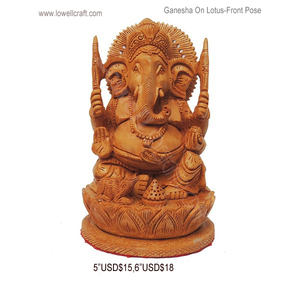 Handicraft Wooden Lord Ganesh <b>Statue</b> Spiritual <b>Religious</b> Art Decoration with Engraved Detailing Handmade Wooden Figure - Product Image 5