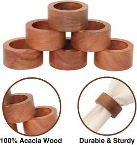 12 Elegant Vintage Wooden Napkin Rings Stocked Bamboo <b>Tableware</b> for Weddings <b>Parties</b> Everyday Dinners Complementing Any <b>Table</b> - Product Image 6