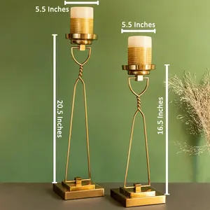 Ensemble de 2 bougeoirs décoratifs en métal plaqué or pour Noël pour la décoration de la maison - Product Image 3