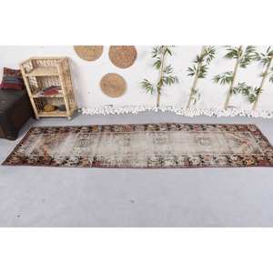 Alfombra de látex ecológica de lana turca Vintage roja Beige clásica 2,8X9,9 pies área grande patrón de retazos sala de estar dormitorio - Product Image 3