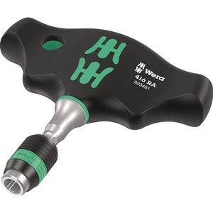 Wera 416 RA 1/4" Ratchet <b>Screwdriver</b> with Fine Teeth 45 mm Blade 2-Component Handle - Product Image 1