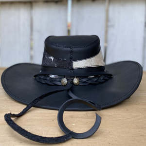 Western Cowboy <b>Hat</b> Black Wide Brim Cowhide Patch Bull Skull Emblem Braided <b>Band</b> Unisex Outdoor Casual Adult 58-60CM - Product Image 4