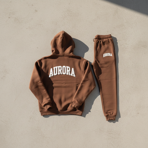 Custom Heavyweight Cotton Fleece Acid Wash Solid Tracksuit Men 3D for Logo Mocha <b>Brown</b> Hoodie Sweatpants Set Wholesale - Product Image 1