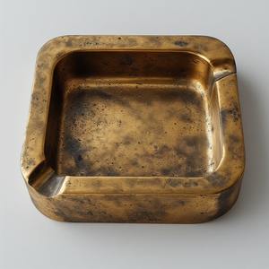 Handcrafted Round Brass Cigar Ashtray Polished Surface Artistic Pattern for Premium Tabletop Office Display Cigar Tube Storage - Product Image 6