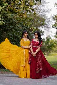 Georgette ชุดปักชุด dupatta ออกแบบชุด georgette กับลำดับเย็บปักถักร้อยด้านบนชุดที่มีด้านล่างและ dupatta - Product Image 5