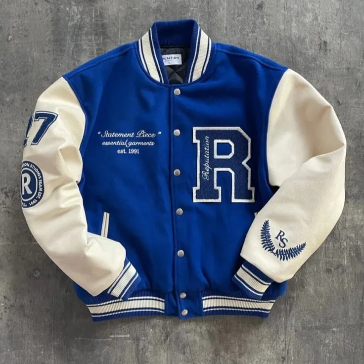 Wholesale Custom Jersey Fleece Men's Wool University Baseball Varsity Bomber Jacket With Embroidery and customized logo