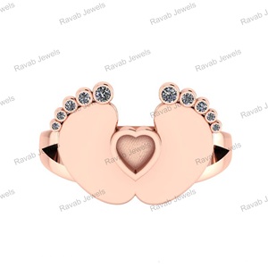 Calidad de exportación, ajuste de bisel en blanco, anillo de corazón de pie de bebé, joyería para mujer, Plata de Ley 925, conjunto de circón de montaje Semi, regalo de boda - Product Image 4