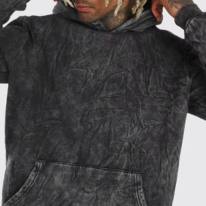 Sweat à capuche de qualité supérieure, personnalisé, délavé à l'acide, uni, coupe classique, non doublé, 100% coton, lourd, brodé, séchage rapide, respirant - Product Image 6