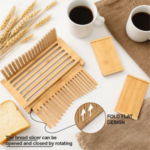 Bamboo <strong>Bread</strong> <strong>Slicer</strong> and Toast Cutter Machine <strong>Manual</strong> Adjustable for Homemade <strong>Bread</strong> Kitchen Tool Foldable Storage - Product Image 4