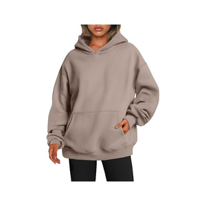 Sweats à capuche surdimensionnés en coton et polyester de qualité supérieure pour femmes Pullover Sweats à capuche avec logo personnalisé - Product Image 1