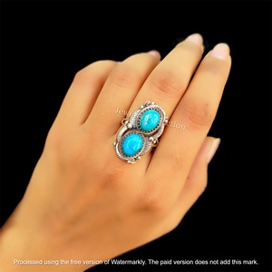 Anillos de Turquesa Natural de Arizona Chapados en Plata de Ley 925 al por Mayor, Joyería Fina de Acero Hecha a Mano, Última Moda en Tendencia - Product Image 3