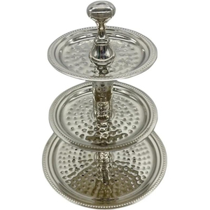 Soporte para Pastel de Metal Dorado de 2 Niveles, Bandeja Cuadrada para Exhibición de Postres con Relieve y Asa, Elegante Plato para Servir en Bodas y Fiestas, en Oferta - Product Image 5