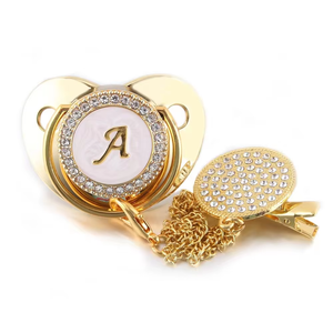 Venta caliente BPA libre de lujo oro pezón infantil chupete cadena personalizada Bling bebé chupete - Product Image 1