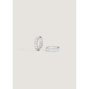 Brynn 2.5ctw <b>Emerald</b> Cut Diamond Hoops 14k Rose <b>Gold</b> Religious Huggie <b>Earrings</b> with Pearl Main Stone Trendy Style for Gifts - Product Image 4