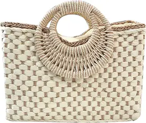 Best quality Hand-woven bag Bamboo wallet Straw purse Beach bag for women natural color made in Vietnam