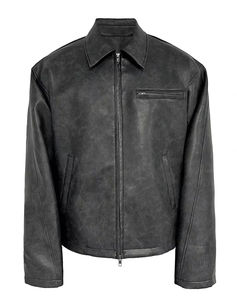 Blousons de moto en cuir véritable gris vintage de qualité supérieure pour hommes, modèle 2026, couleur marron, qualité supérieure, style original et épuré - Product Image 1