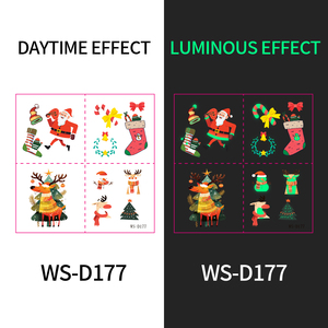 ชุดสติกเกอร์รอยสักชั่วคราวเรืองแสงในที่มืดชุดสติกเกอร์รอยสักคริสต์มาสเรืองแสงในที่มืดดีไซน์ใหม่ทั้งหมด - Product Image 3