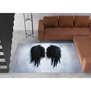 Alfombra Black Wings: Diseño de ángel abstracto, decoración moderna para el hogar, alfombra impresa, alfombra delgada no tejida - Product Image 3