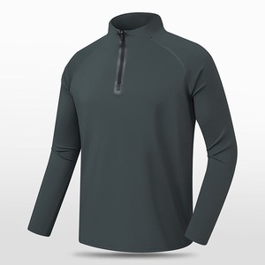 Chemises de sport pour hommes 1/4 Zip à manches longues respirant course à pied entraînement hauts pullover sweat Maillot De Foot Football uniforme - Product Image 1