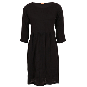 Robe bohème Avery 100% coton, noire, décontractée, streetwear, longueur genou, motif uni, tissée, lavable, pour le printemps, l'été et l'automne - Product Image 3