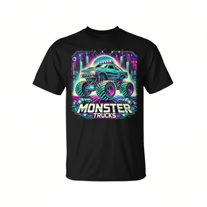 T-shirt graphique Monster Trucks pour adultes, unisexe, manches courtes, col rond, impression numérique, activités promotionnelles - Product Image 2