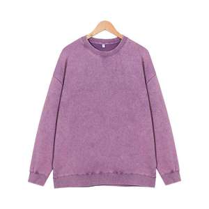 Sweat-shirt oversize à col rond, couleur unie, tricoté, manches chauve-souris, 100% coton, pour homme, automne, décontracté, design découpé - Product Image 2