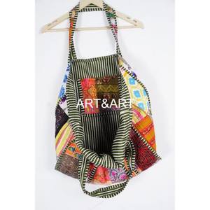 Sac fourre-tout en coton pour femme, grande capacité, style bohème, hiver, été, design patchwork vintage, deux fermetures ouvertes, durable, robuste - Product Image 5