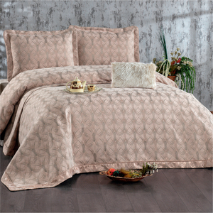 Guzide Podyum Dried Rose 4-Piece Customized Classic Luxury Home <b>Bedspread</b> <b>Set</b> 100% Chenille Organic Woven Striped Washable Anti- - Product Image 1