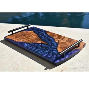 Plateau en résine et en bois au design moderne, organisateur élégant pour la maison, le bureau, la salle de bain et l'espace de vie, qualité et prix d'exportation - Product Image 1