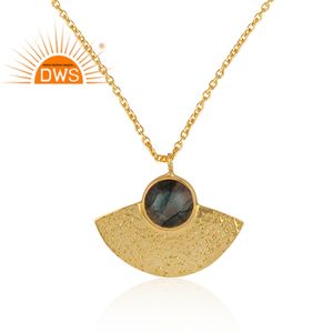 Collar con colgante de piedras preciosas de labradorita Natural chapada en oro de 18 quilates de plata de ley superventas, joyería fina Demi para mujer, regalo para - Product Image 2