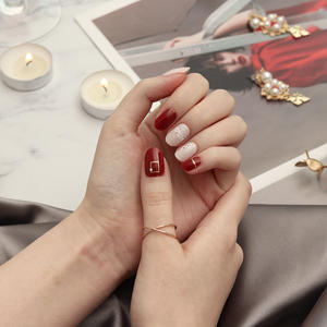 ShineB, superventas, tiras de uñas de Gel 2D de alta calidad, rojo, Beige, #45771, pegatinas de uñas fáciles de salón, artículo de moda para Decoración - Product Image 3