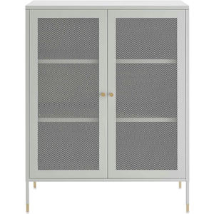Meuble de rangement d'appoint en métal, finition enduite de poudre gris clair, design élégant et durable, idéal pour n'importe quelle pièce - Product Image 5