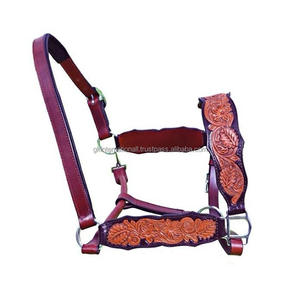 Licou en cuir de cheval de haute qualité magnifiquement sculpté licou de course de chevaux en cuir motif occidental fait main de qualité supérieure au meilleur prix - Product Image 2