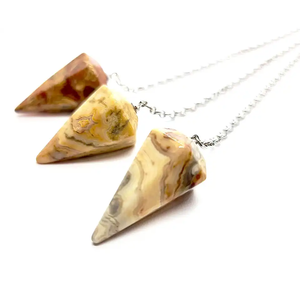 Haute qualité fou dentelle agate pendule cristal naturel pierre précieuse à facettes cône radiesthésie pendule pour Reiki guérison pendules vente - Product Image 3