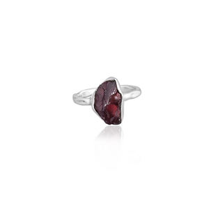 Meilleures ventes, bague en argent sterling 925 à la mode, pierre de naissance de janvier, grenat brut taillé, bijoux fins, cadeau pour femmes - Product Image 1