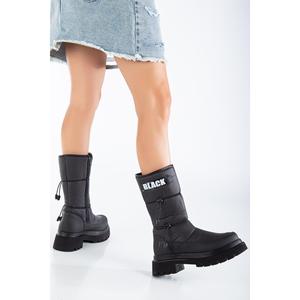 Stivali da neve con suola leggera da donna impermeabile stile elegante femminile Miflon 5 cm nero