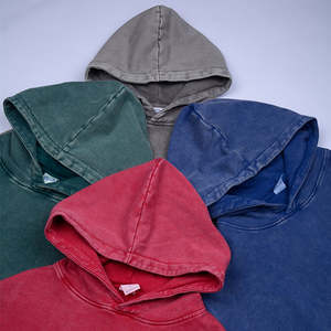 Sudadera con capucha personalizada lavada con ácido bordado Sudadera con capucha desgastada Sudadera con capucha completa lavada vintage algodón en blanco - Product Image 2