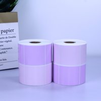 Étiquettes thermiques adhésives imperméables 50x40mm, rouleaux d'autocollants personnalisés de couleur pastel pour l'utilisation de codes-barres en supermarché